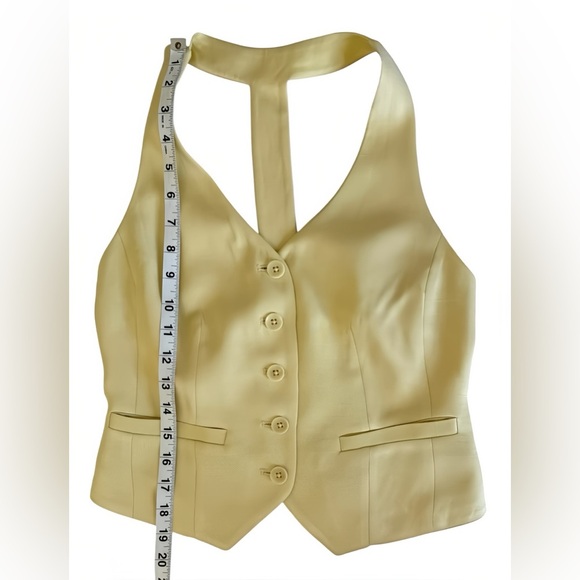 Express Pastel Yellow Linen Vest & Wide Leg Trouser Set XS Top 4S Pants - Picture 5 of 15